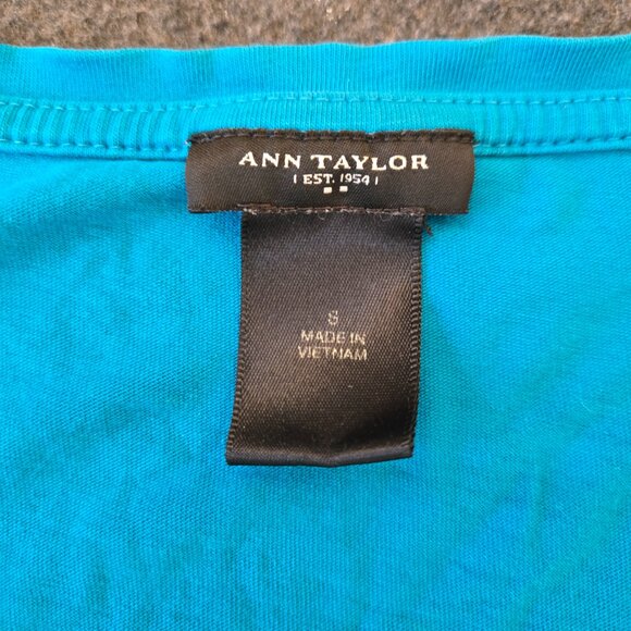 Turquoise V-Neck Ruched Ann Taylor Top, Sz S - Picture 3 of 7